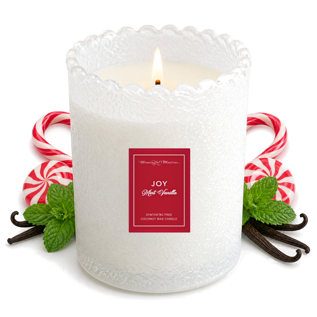 Joy Mint Vanilla Candy Cane Natural Candle 8oz Kaia Collectionimage-alt