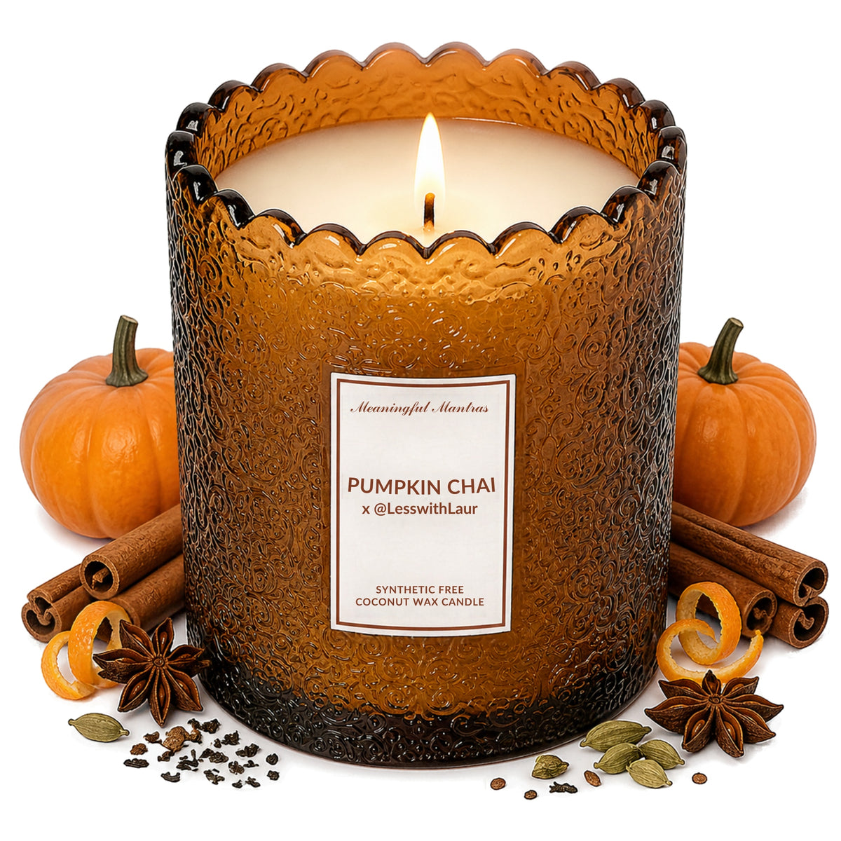Pumpkin Chai x @LessWithLaur Natural Candle 8oz Kaia Collectionimage-alt