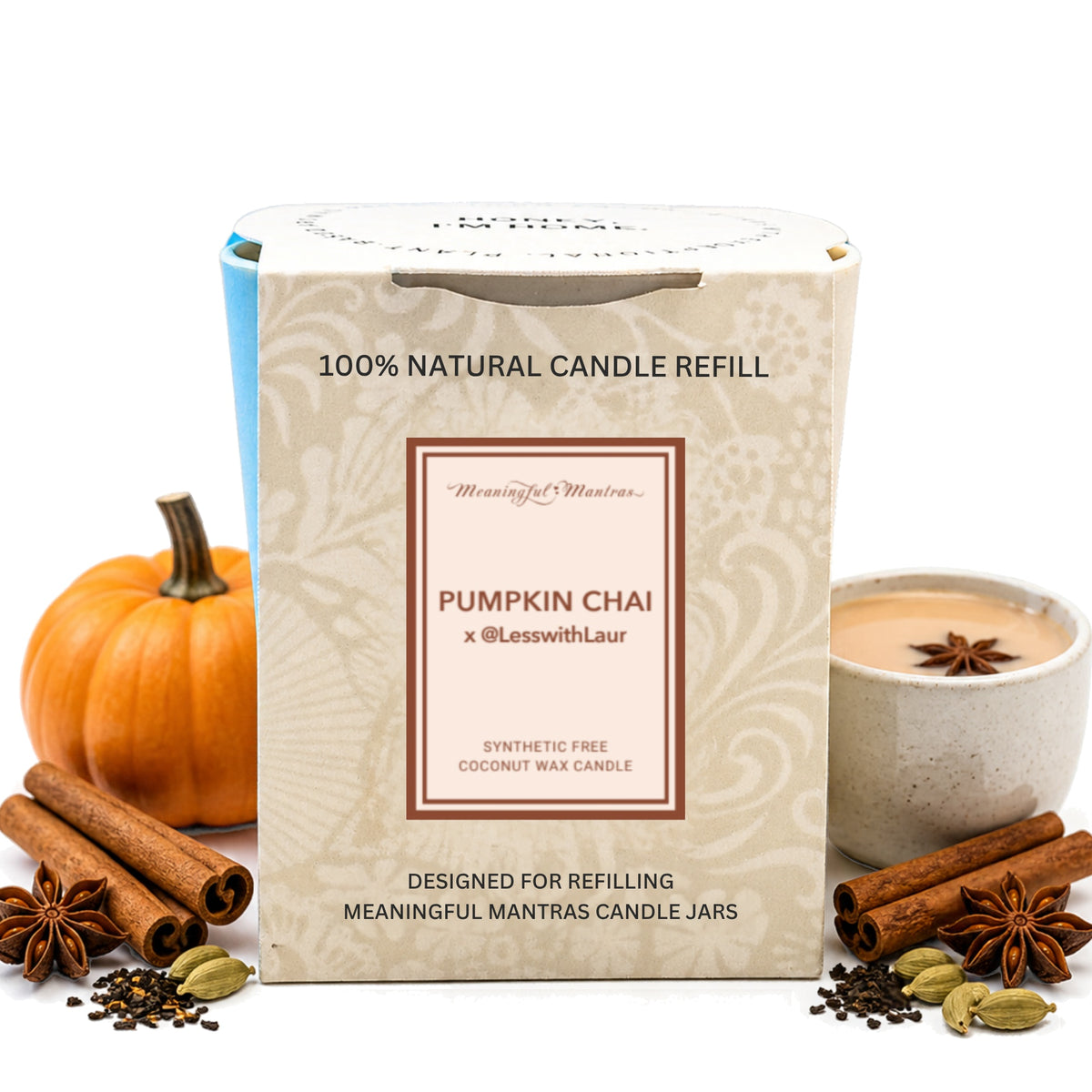 Pumpkin Chai x @LessWithLaur Natural Candle 8oz Kaia Collection Refillimage-alt
