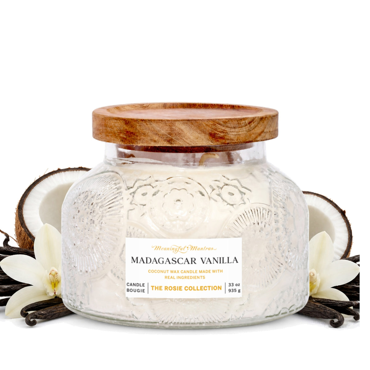 Madagascar Vanilla Natural Candle 33oz Rosie Collection Luxury Three Wickimage-alt