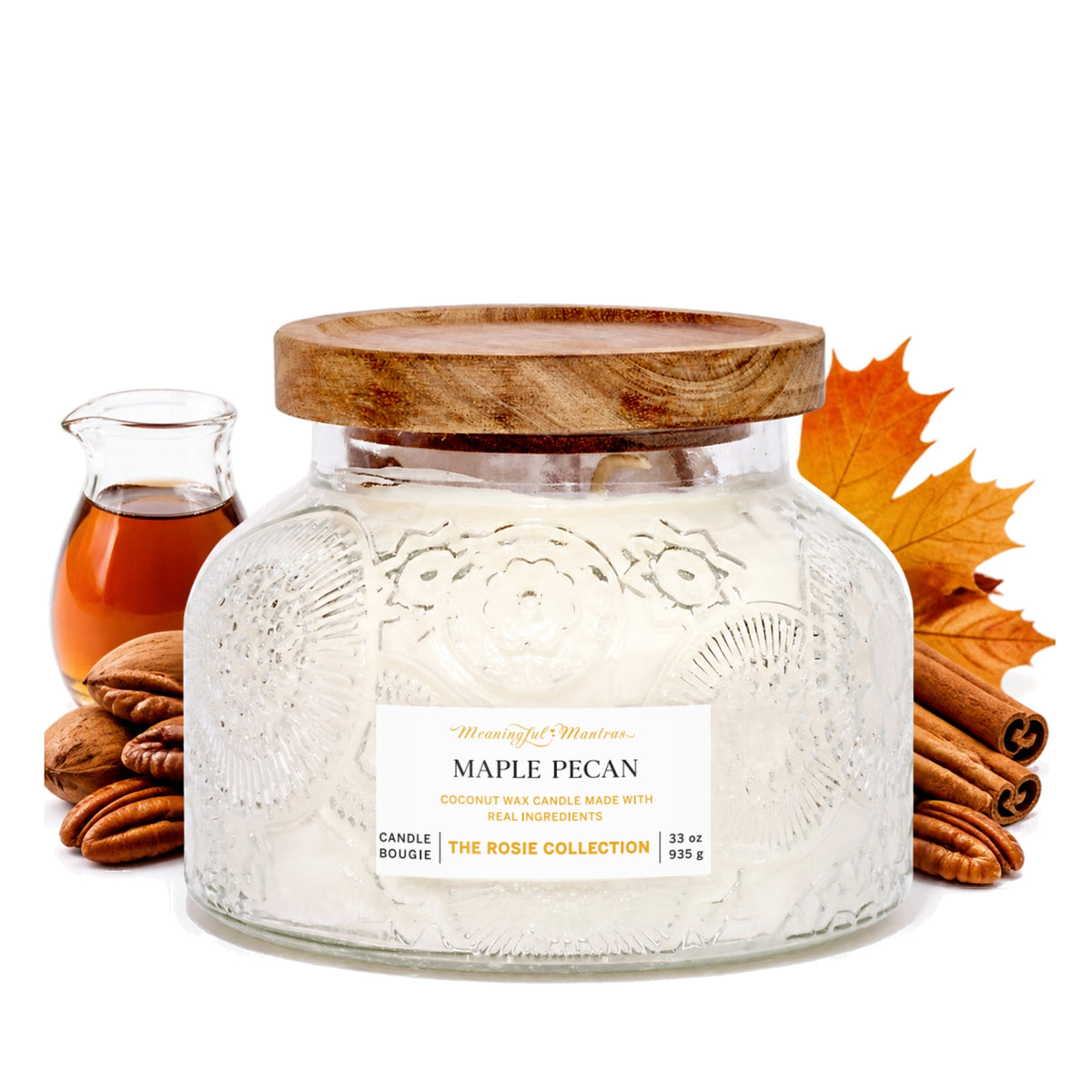 Maple Pecan Natural Candle 33oz Rosie Collection Luxury Three Wickimage-alt