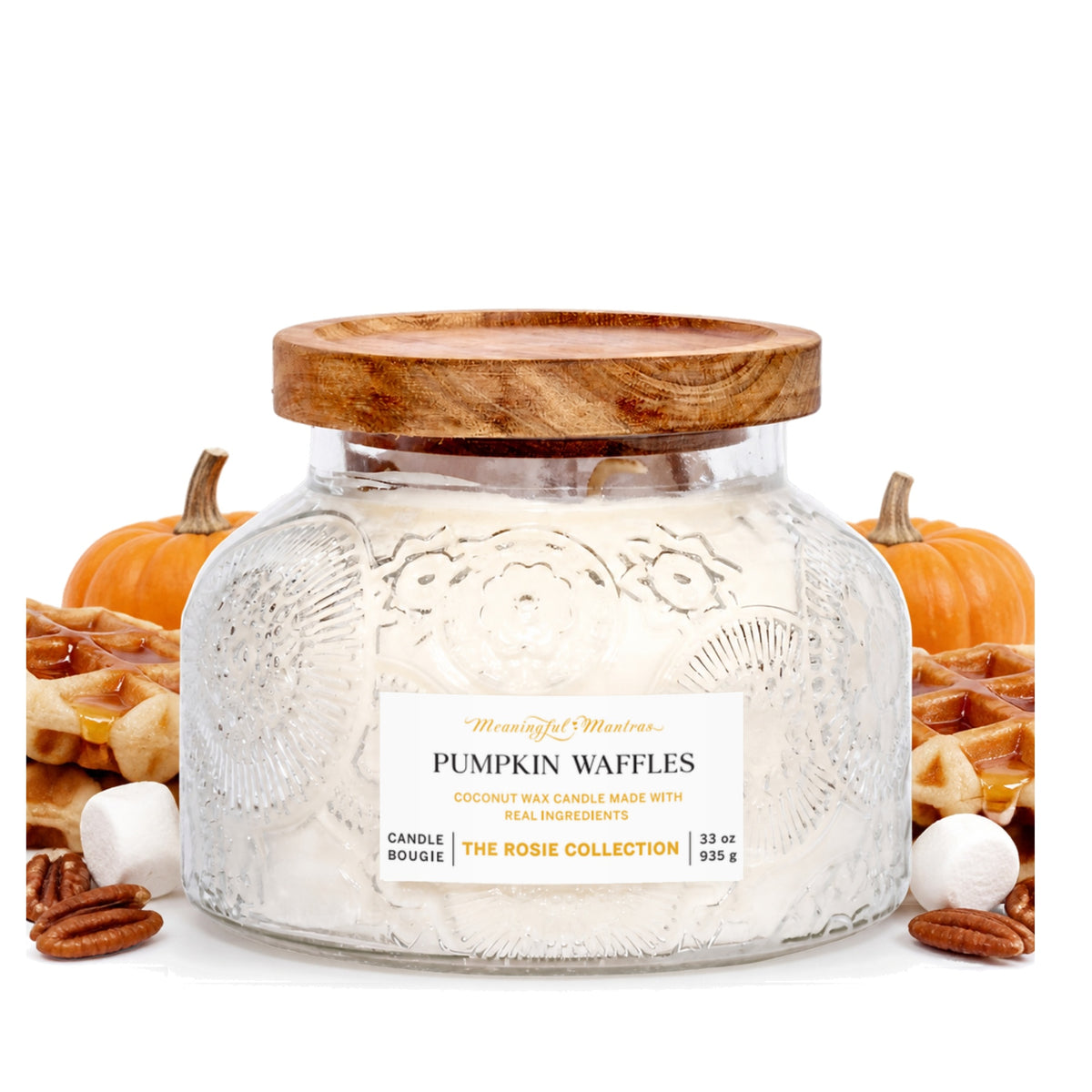 Pumpkin Waffles Natural Candle 33oz Rosie Collection Luxury Three Wickimage-alt