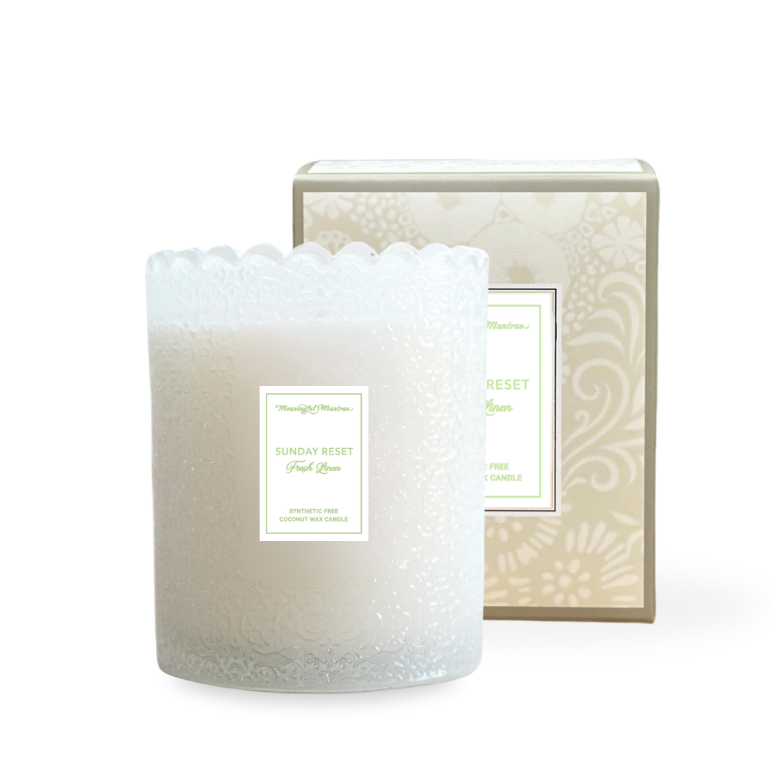 Sunday Reset Fresh Linen Natural Candle 8oz Kaia Collectionimage-alt