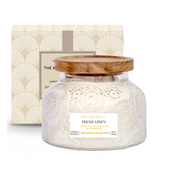 Sunday Reset Fresh Linen Natural Candle 33oz Rosie Collection Luxury Three Wickimage-alt