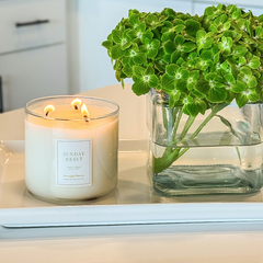 Sunday Reset Fresh Linen Natural 3-Wick Candleimage-alt