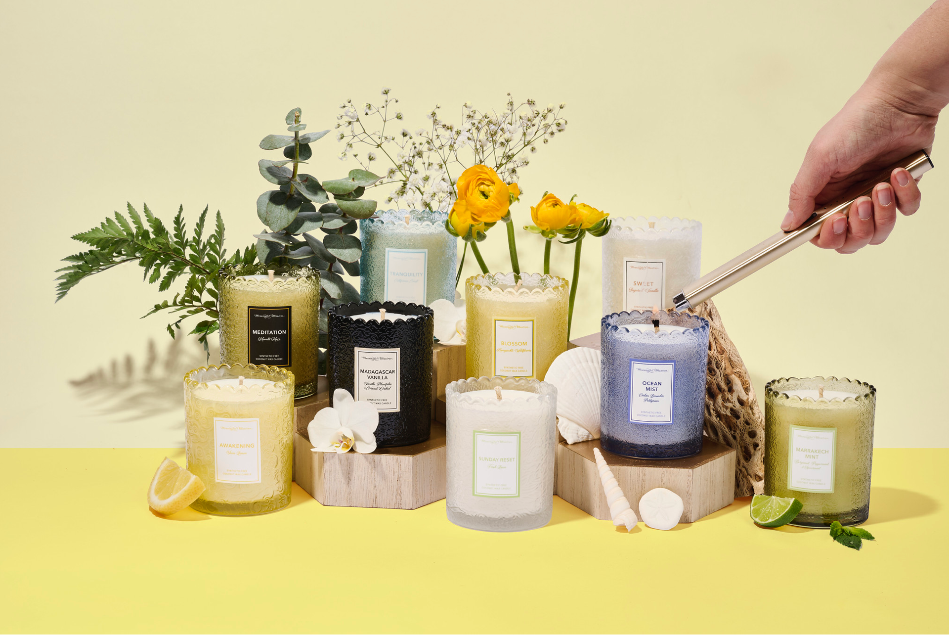 Sunday Reset Fresh Linen Natural Candle 8oz Kaia Collectionimage-alt