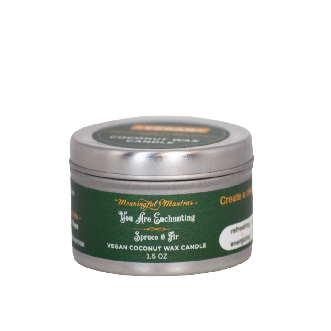 1.5oz Spruce & Fir Tin Candle – Meaningful Mantras