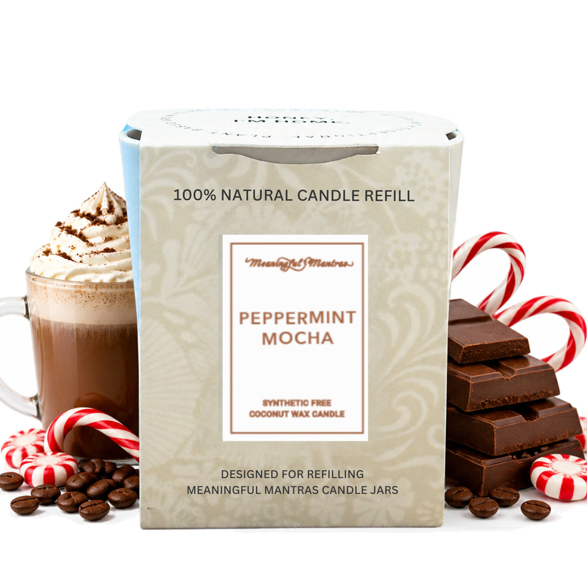Peppermint Mocha Natural Candle 8oz Kaia Collection Refillimage-alt
