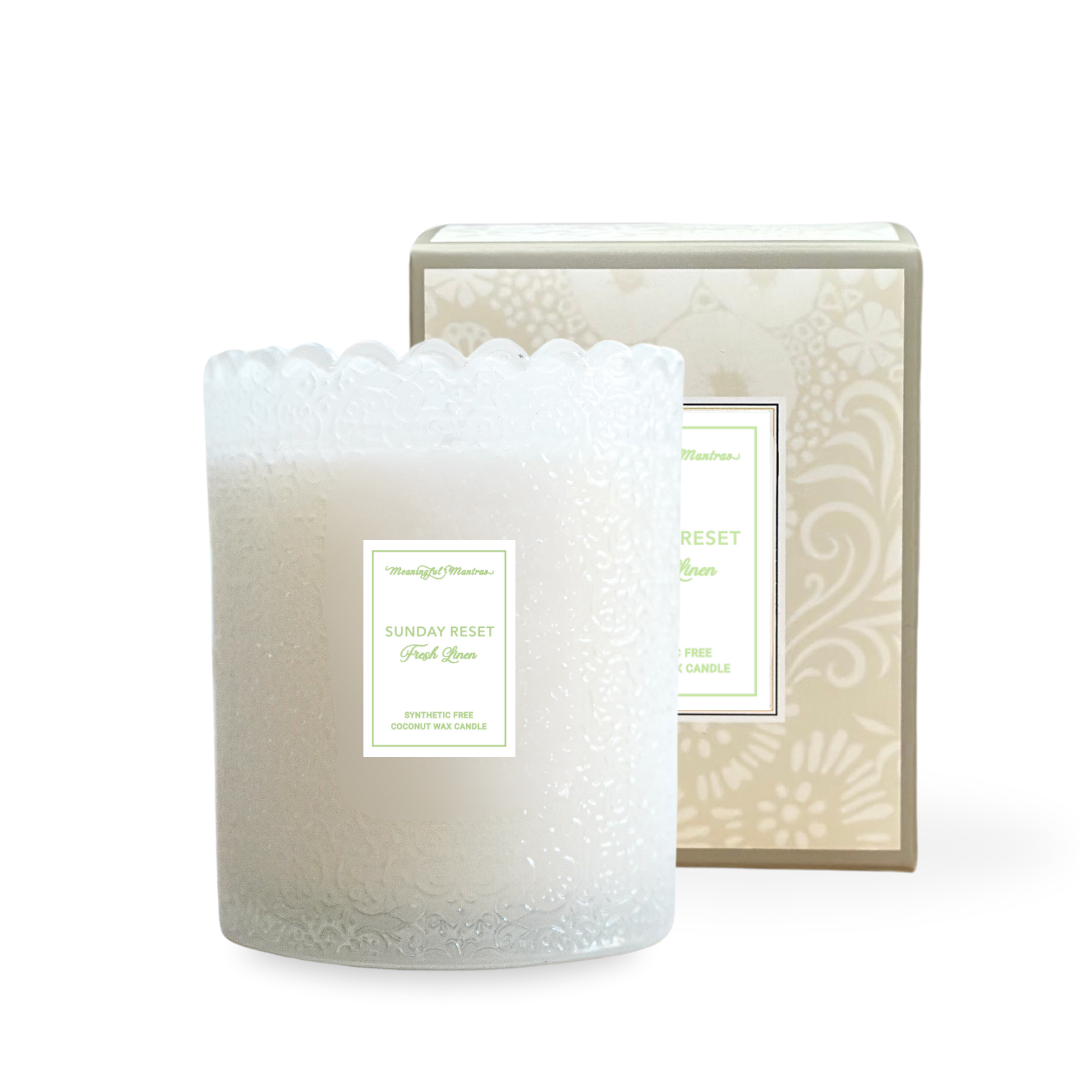 Sunday Reset Fresh Linen Natural Candle 8oz Kaia Collection