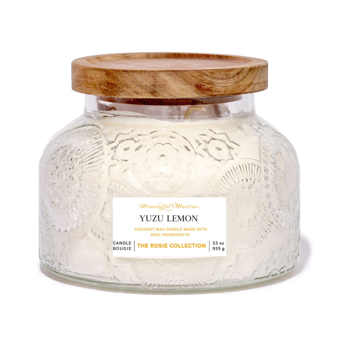 Yuzu Lemon Natural Candle 33oz Rosie Collection Luxury Three Wickimage-alt
