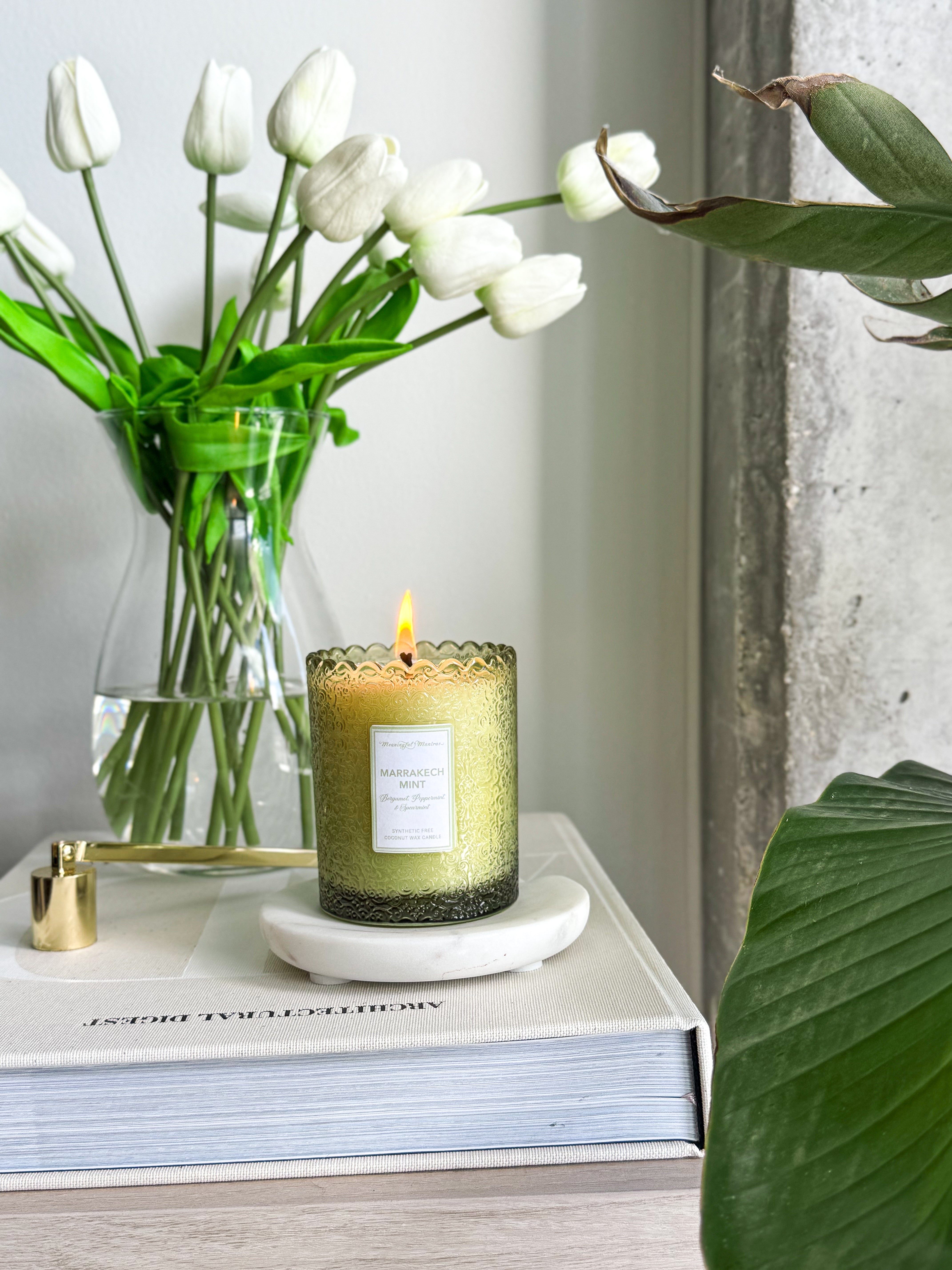 Marrakech Mint 8oz Natural Candle | Meaningful Mantras