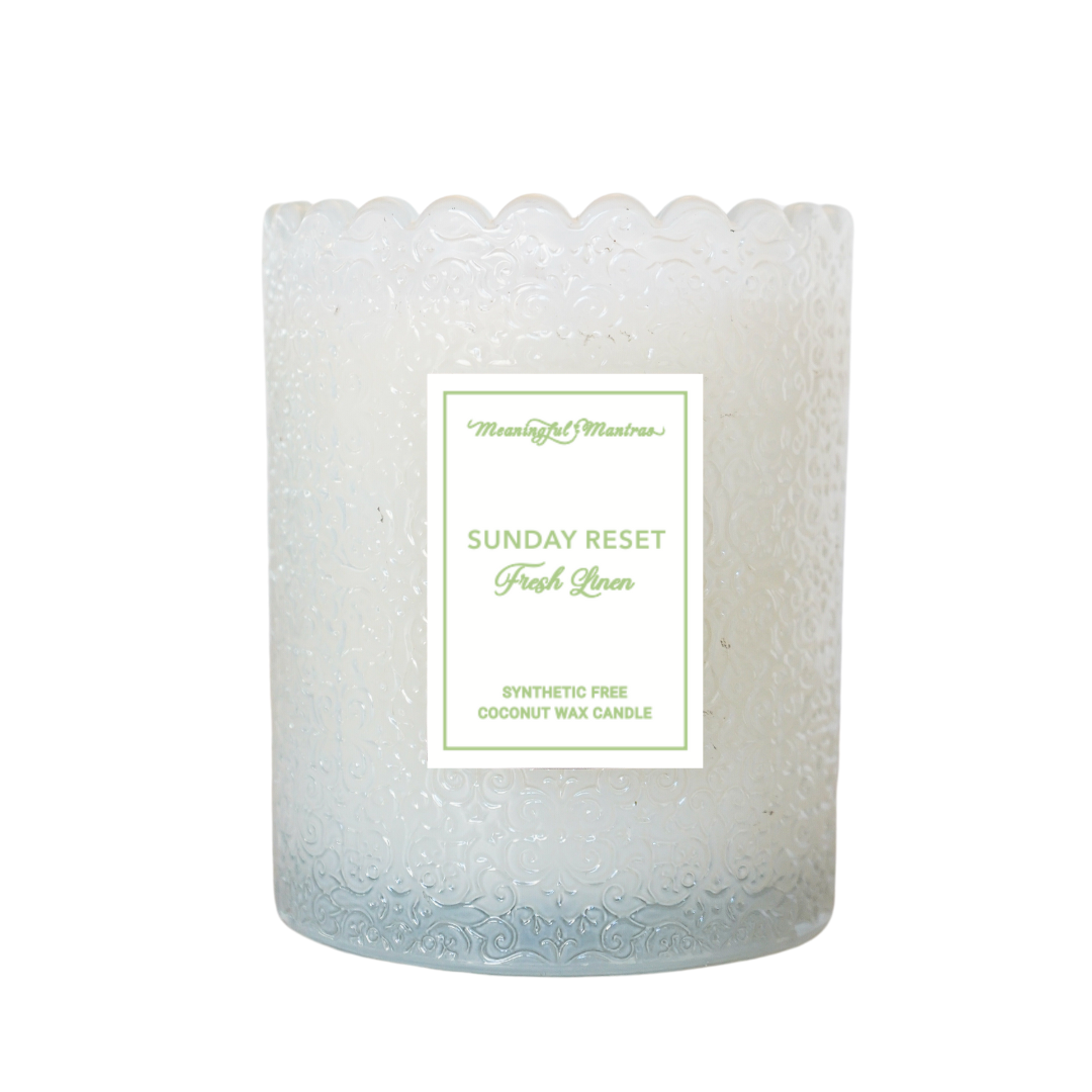 Sunday Reset Fresh Linen Natural Candle 8oz Kaia Collection