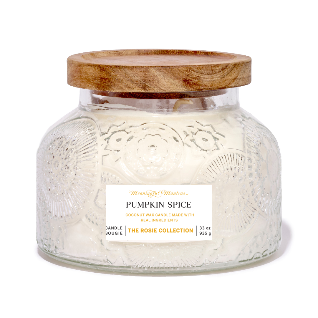 Pumpkin Spice Natural Candle 33oz Rosie Collection Luxury Three Wickimage-alt