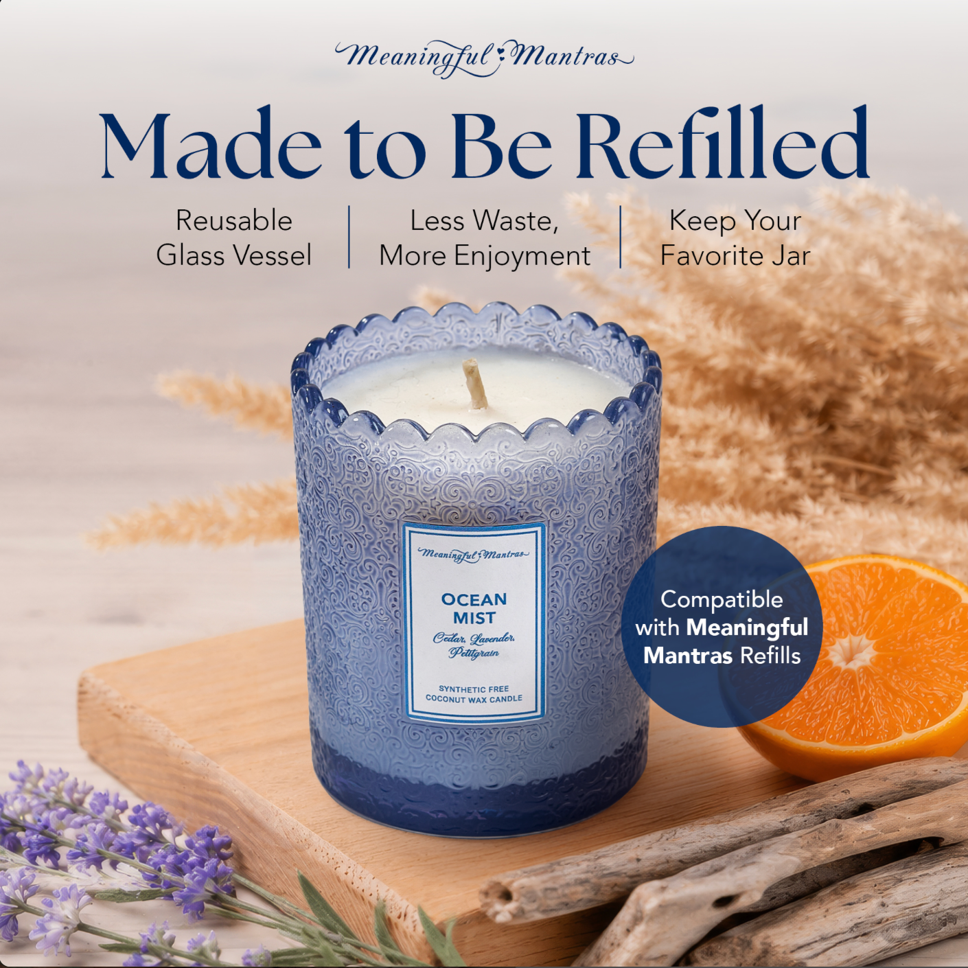 Ocean Mist Natural Candle 8oz Kaia Collection Refillimage-alt
