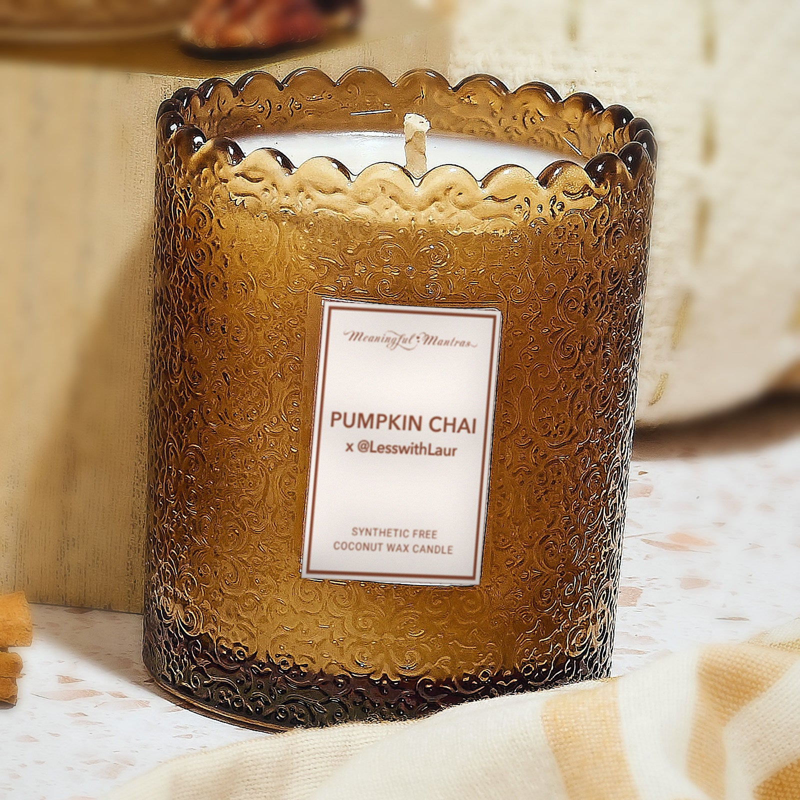 Pumpkin Chai x @LessWithLaur Natural Candle 8oz Kaia Collectionimage-alt